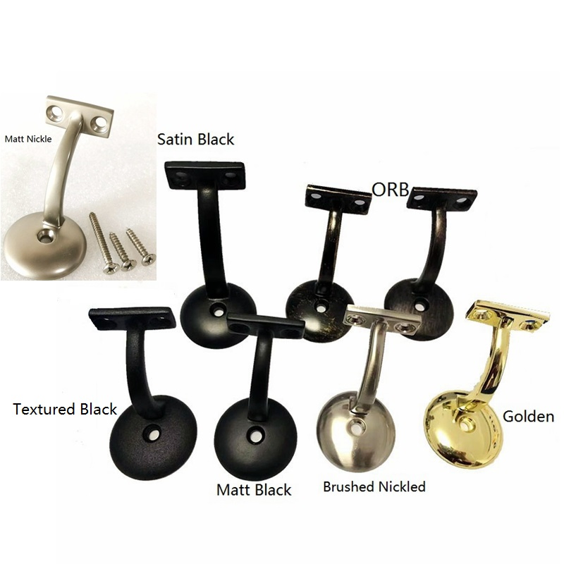 3" Round Base Black Handrail Brackets for Indoor Wood Staircase Railing