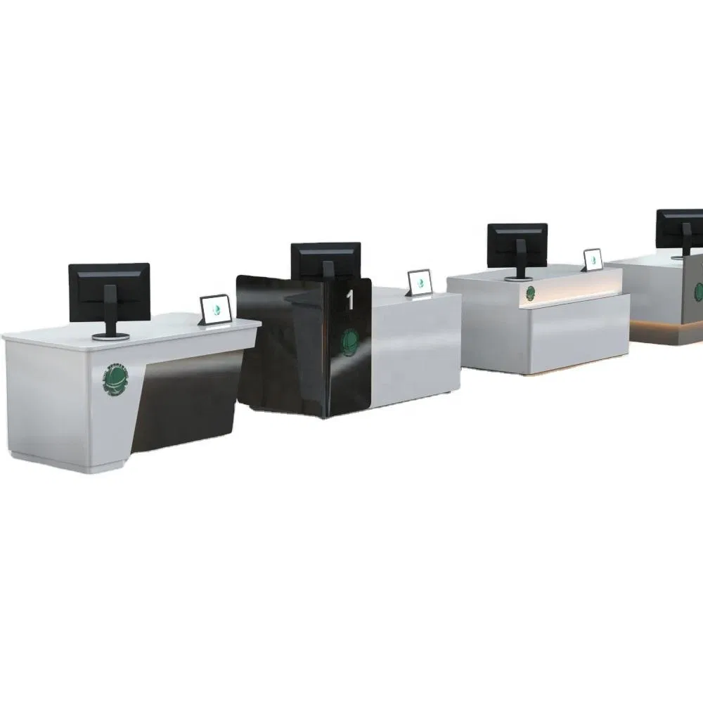 Dental Clinic Help Desk Curved Service Reception Counter with Logo LED Console