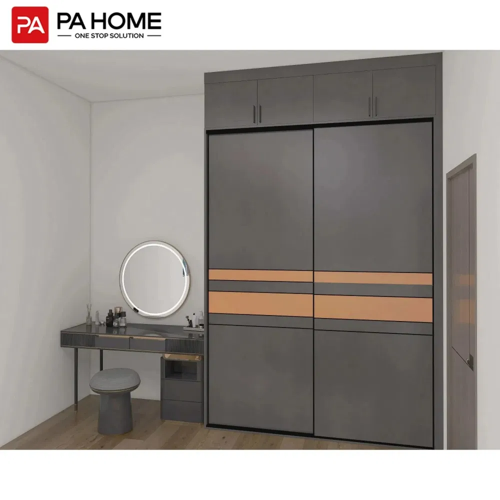PA Bedroom Mirror Designs Dressing Table Aluminum Frame Glass Sliding Door System Wardrobe Closet