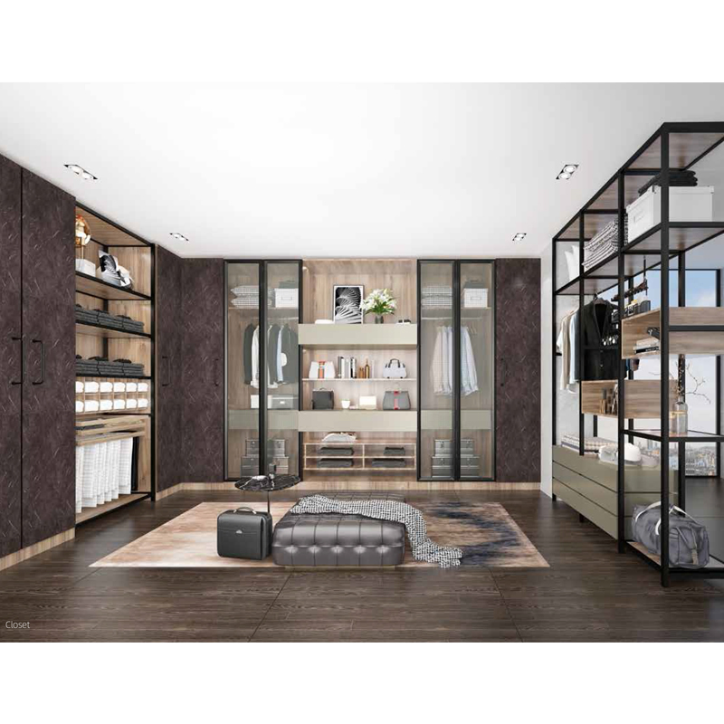 Customized Walk-in Wardrobe Luxury Closet System with Shelves and Drawers