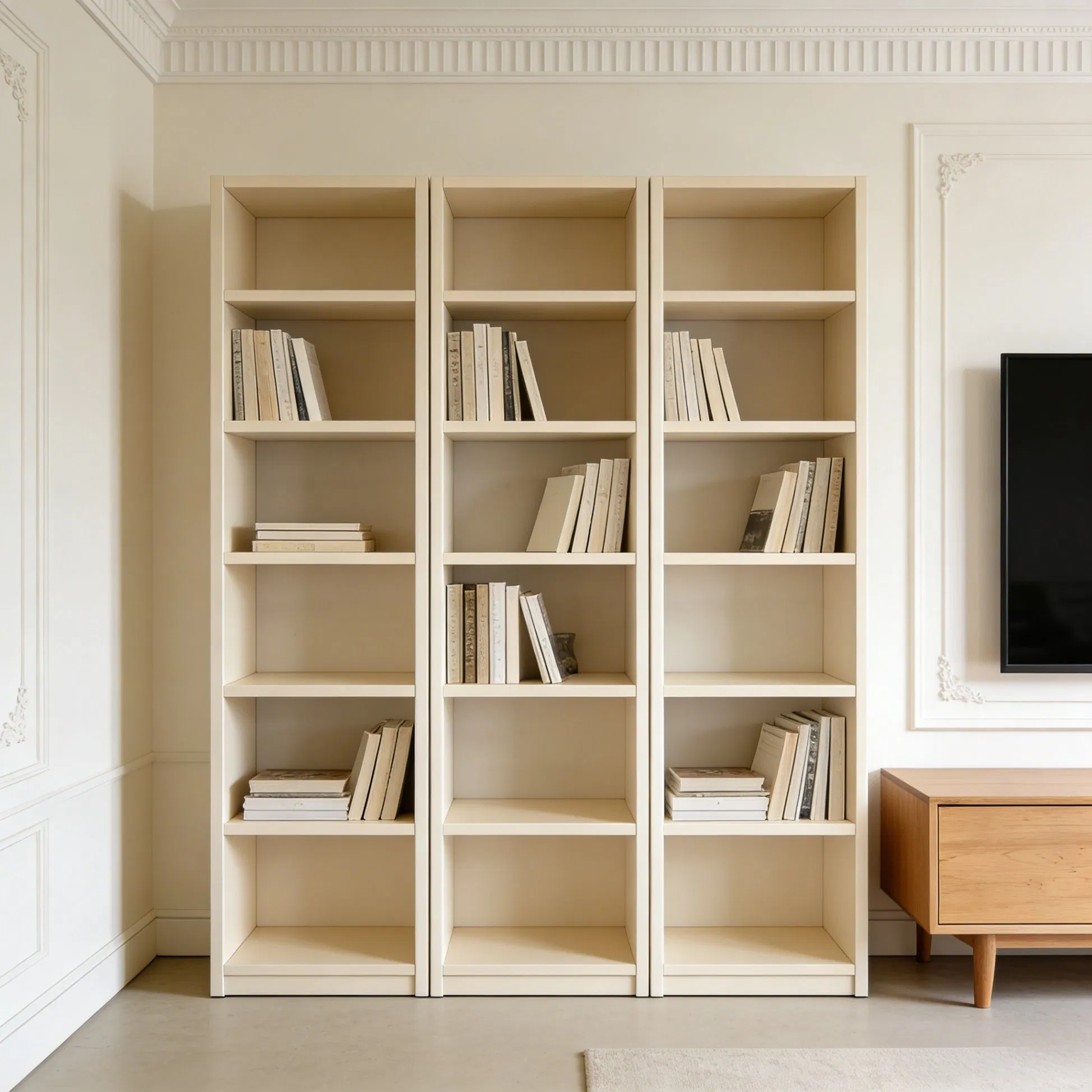 Flat Pack / Assembled (Export Standard) Open Shelf Classic Built-in Bookshelf