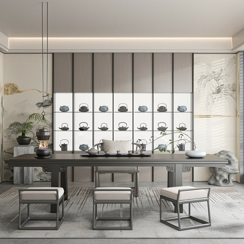 Modern Glass Door Built-in Bookshelf with LED Lighting Decorative Wooden Furniture Home Living Room Tall Large Storage Display Bookcase for Office, Hotel