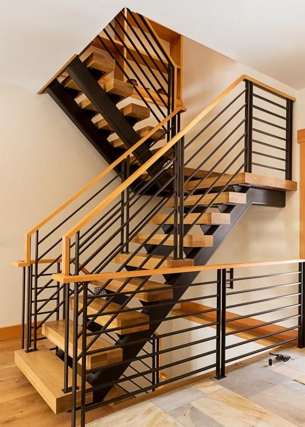 Solid Wooden Straight Stairs