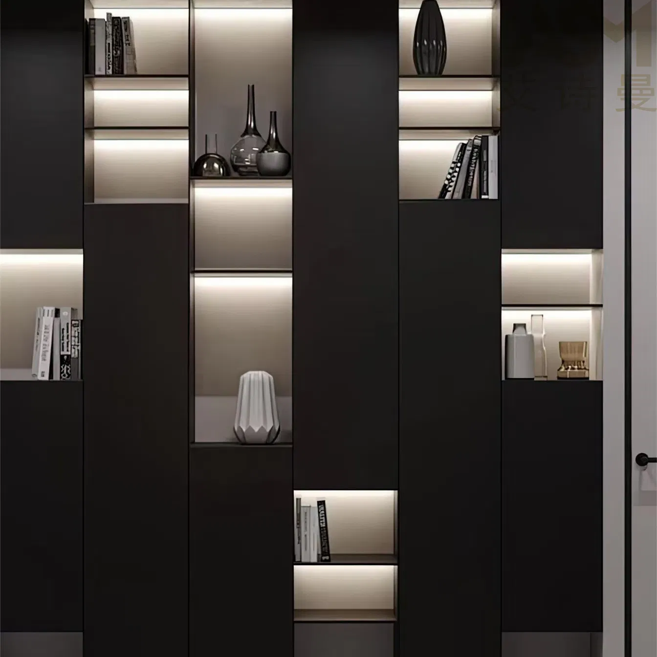 Modern Storage Cabinet Bookshelf with Built-in Desk Wooden Book Case Modular Shelf Bookcase