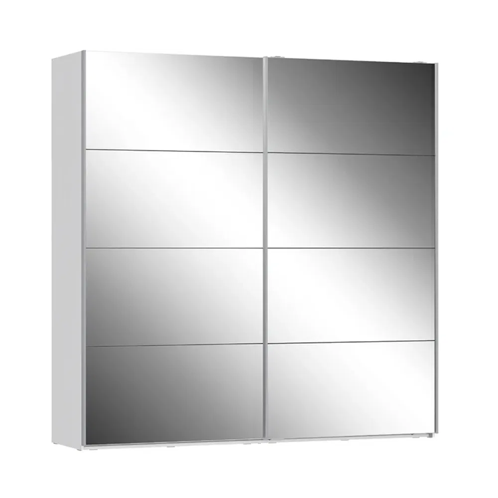 Wardrobe Sliding Door System High Gloss Elegant Sliding Mirror Door Armoire Wardrobe Wood Bedroom