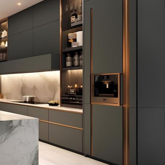Fabricado En China High-End Finishes of Our Kitchen-Furniture Luxury Kitchen Cabinets and an Expansive Island