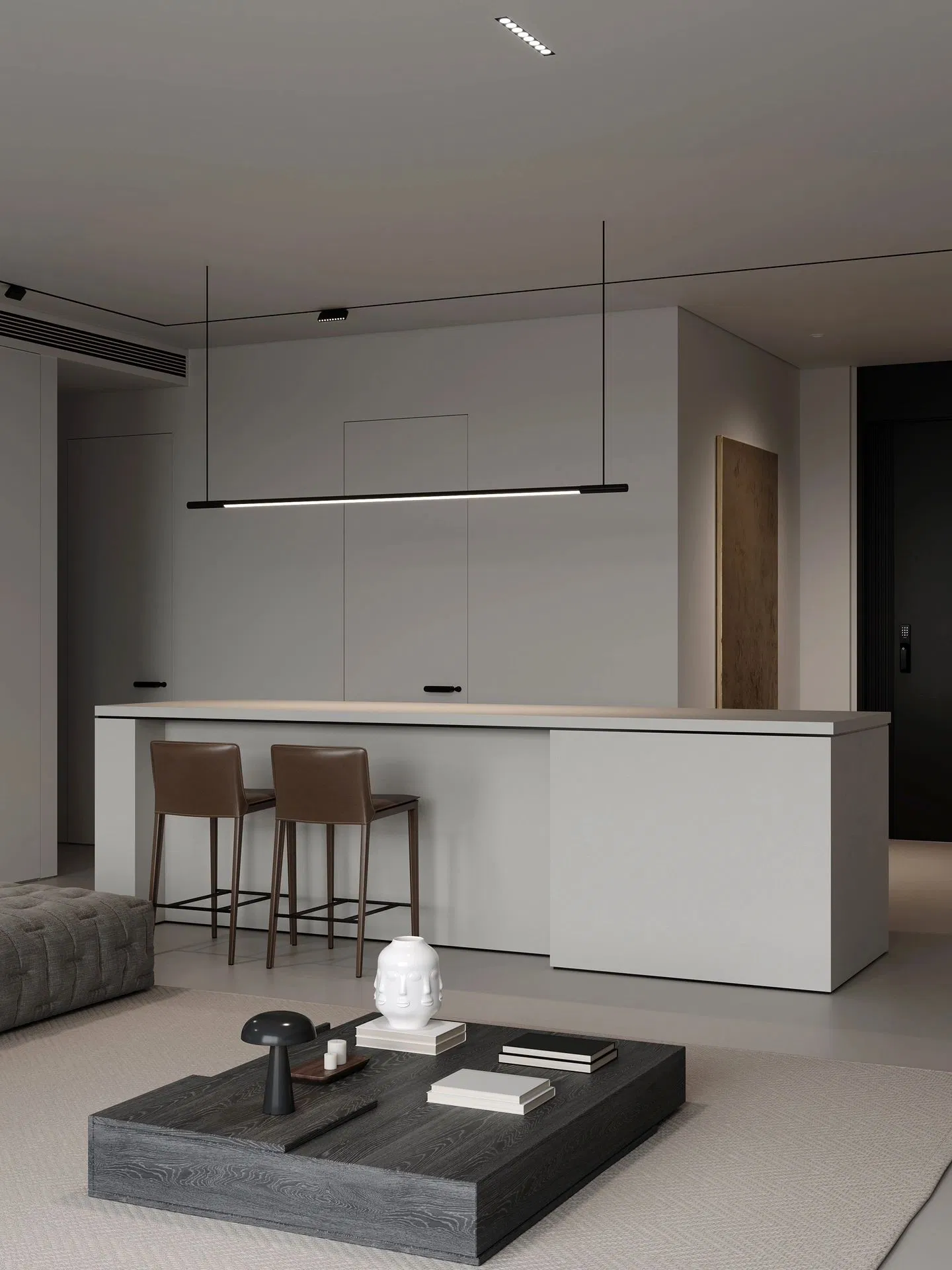 Customized Modular Kitchen Island Design with Elegant Finishes