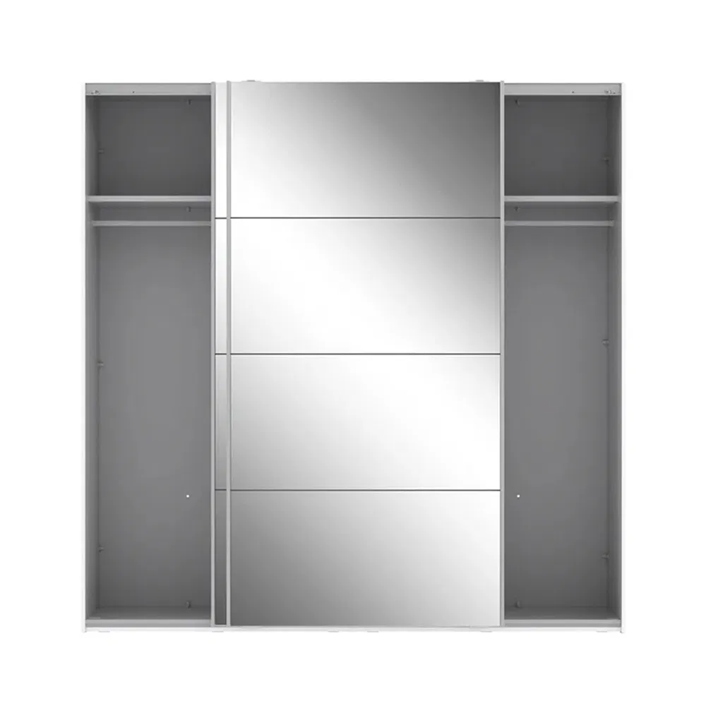 Wardrobe Sliding Door System High Gloss Elegant Sliding Mirror Door Armoire Wardrobe Wood Bedroom