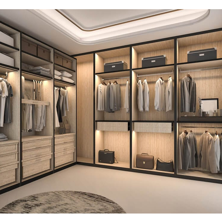 Modern Metal Aluminium Walking Island Closet System Furniture Design Custom House Hotel Bedroom Aluminum Walk in Wardrobe Closet