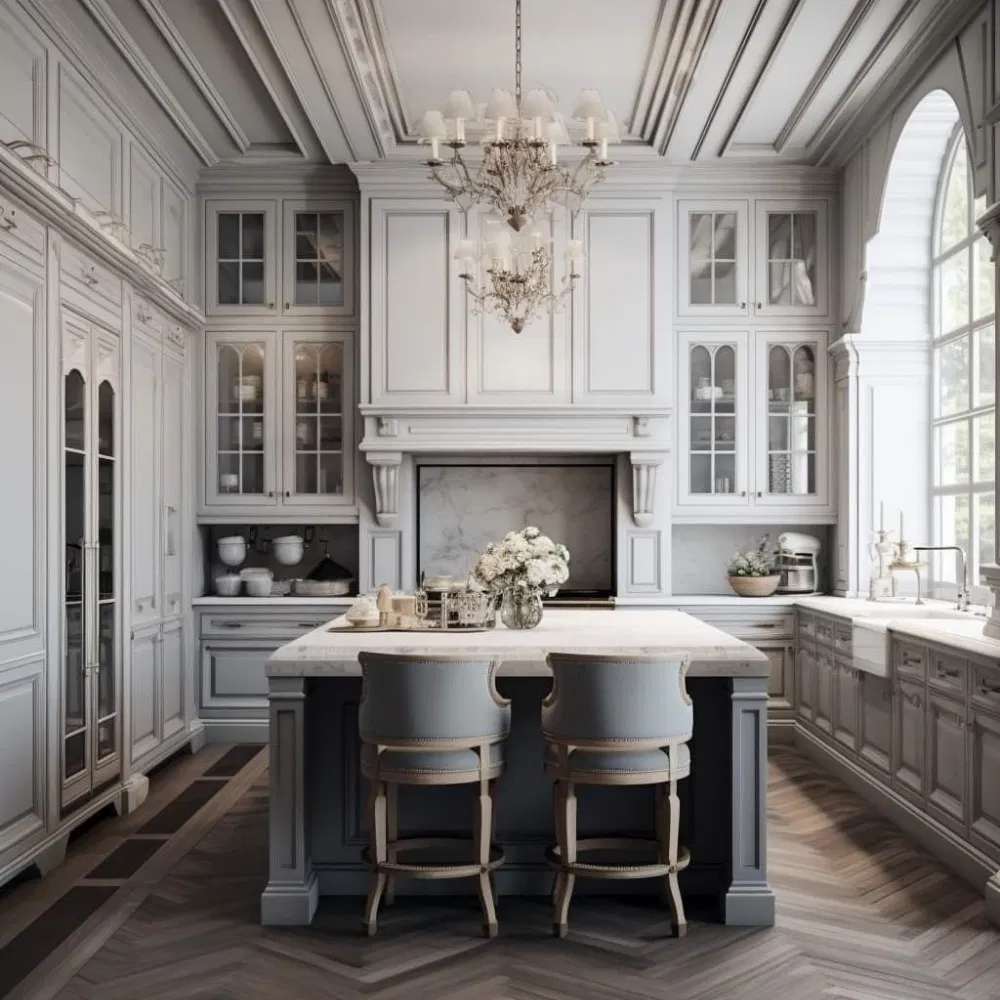 European Wooden Furniture Luxury Kitchen Island