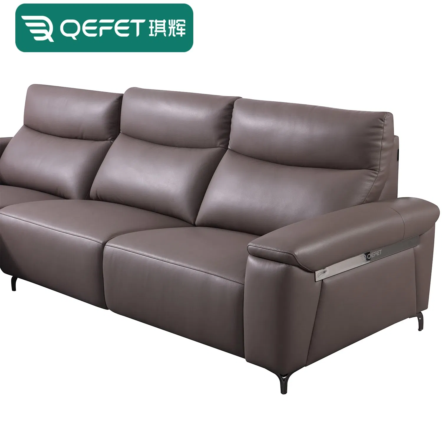 Stylish Foam Leather Living Room Sofa and Console Combo