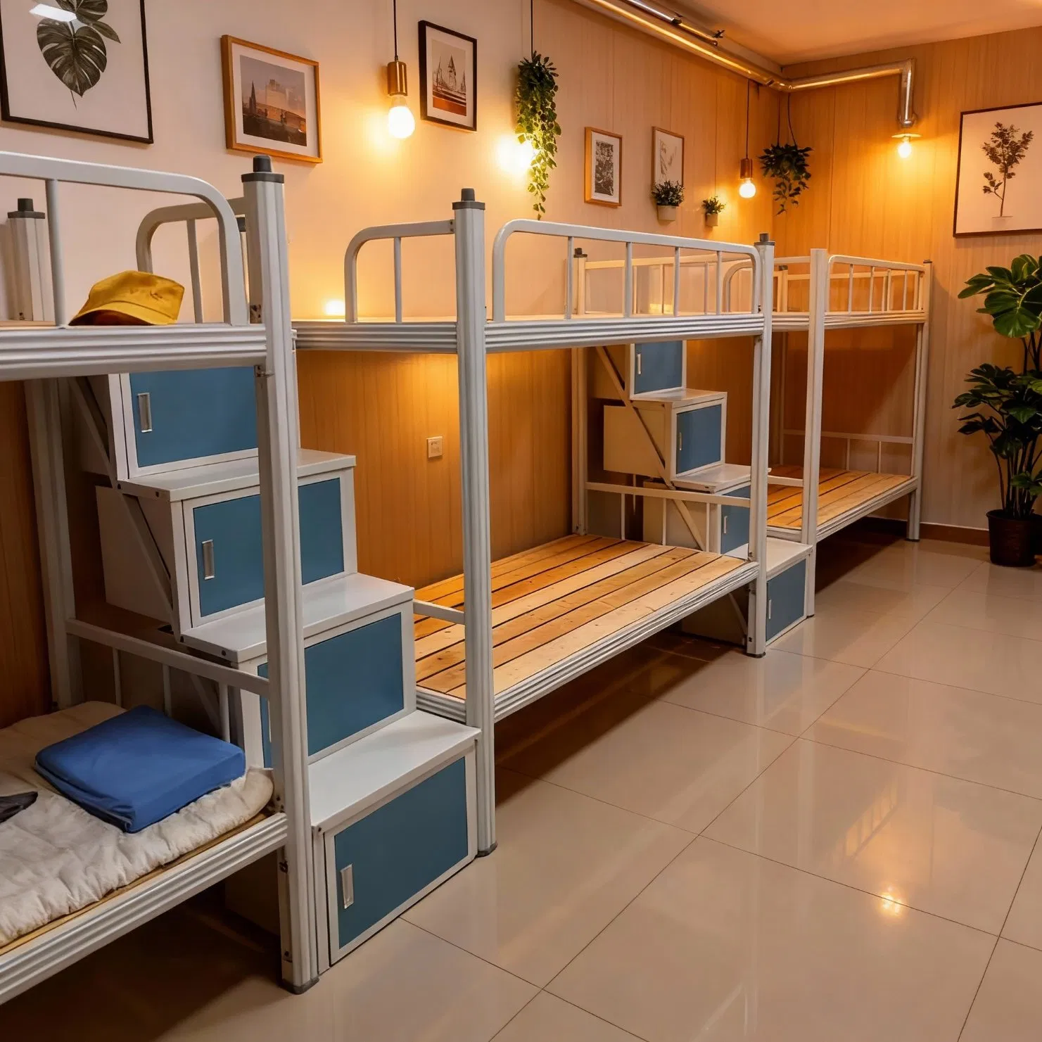 Bed Featuring Built in Bookshelf and Bedside Lighting