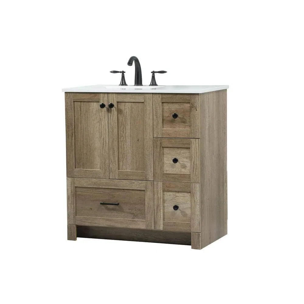 Contemporary Freestanding Bathroom Vanity Unit in Natural Oak