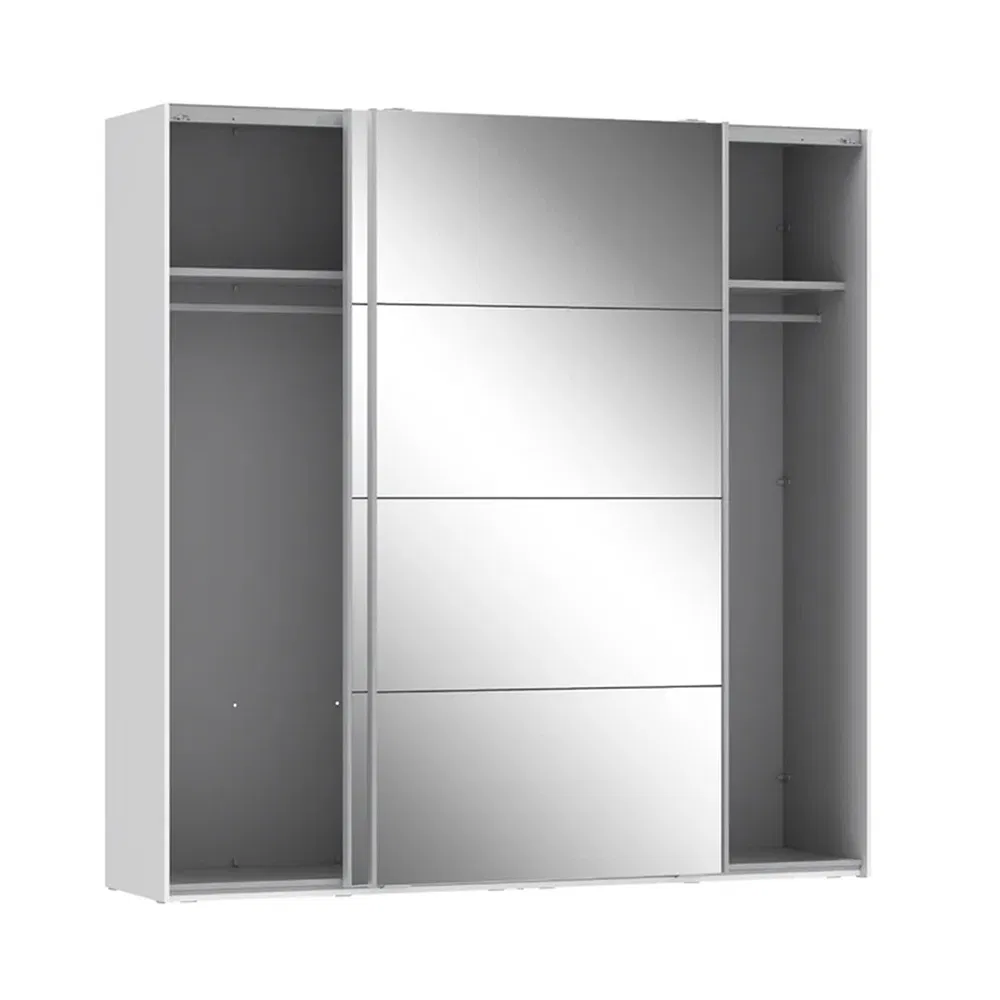 Wardrobe Sliding Door System High Gloss Elegant Sliding Mirror Door Armoire Wardrobe Wood Bedroom