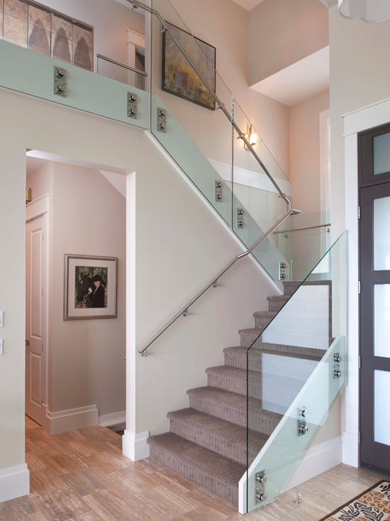 Indoor Wood Staircase Design Glass Railing for Sell