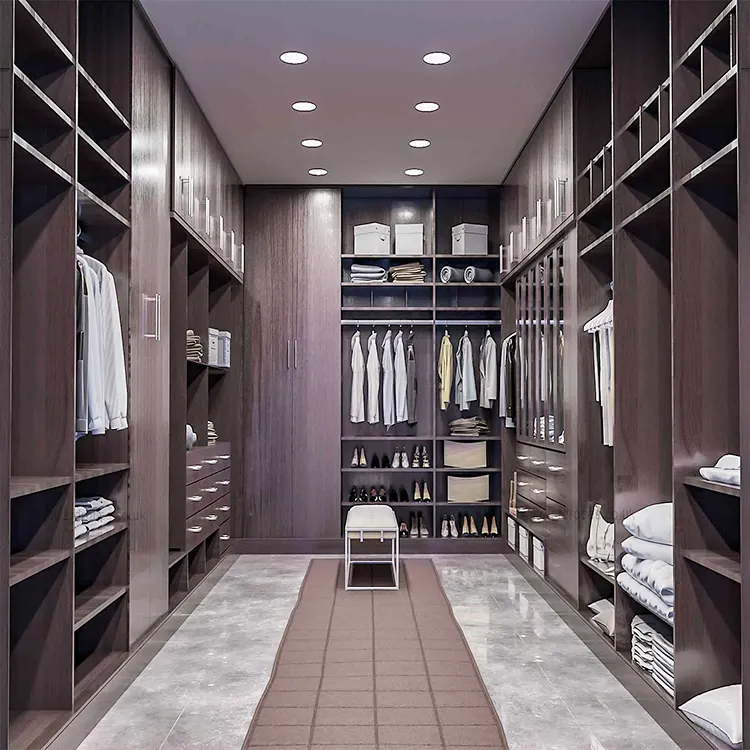 Modern Metal Aluminium Walking Island Closet System Furniture Design Custom House Hotel Bedroom Aluminum Walk in Wardrobe Closet