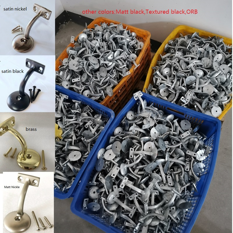 3" Round Base Black Handrail Brackets for Indoor Wood Staircase Railing