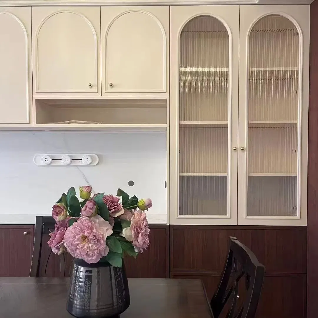 Custom Modular Kitchen Island Design with Elegant Solid Wood Finish