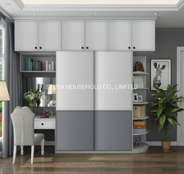 Foshan Factory Modern Style Grey System Sliding Door Wardrobe Cabinet