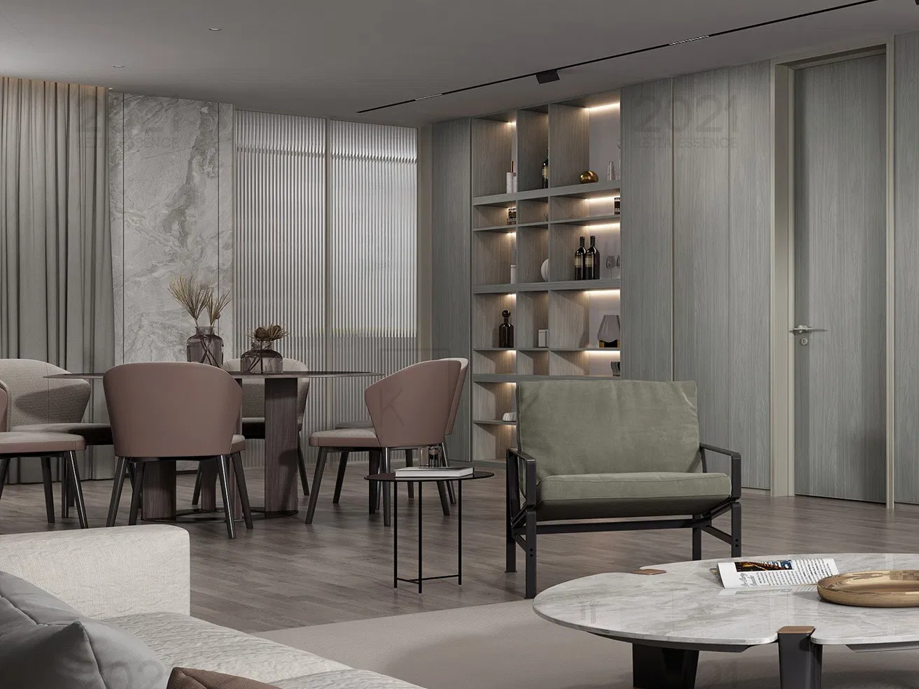 PVC Shutter Series Sliding Door for Modern Wardrobe (JO-A11-BCO-001) .