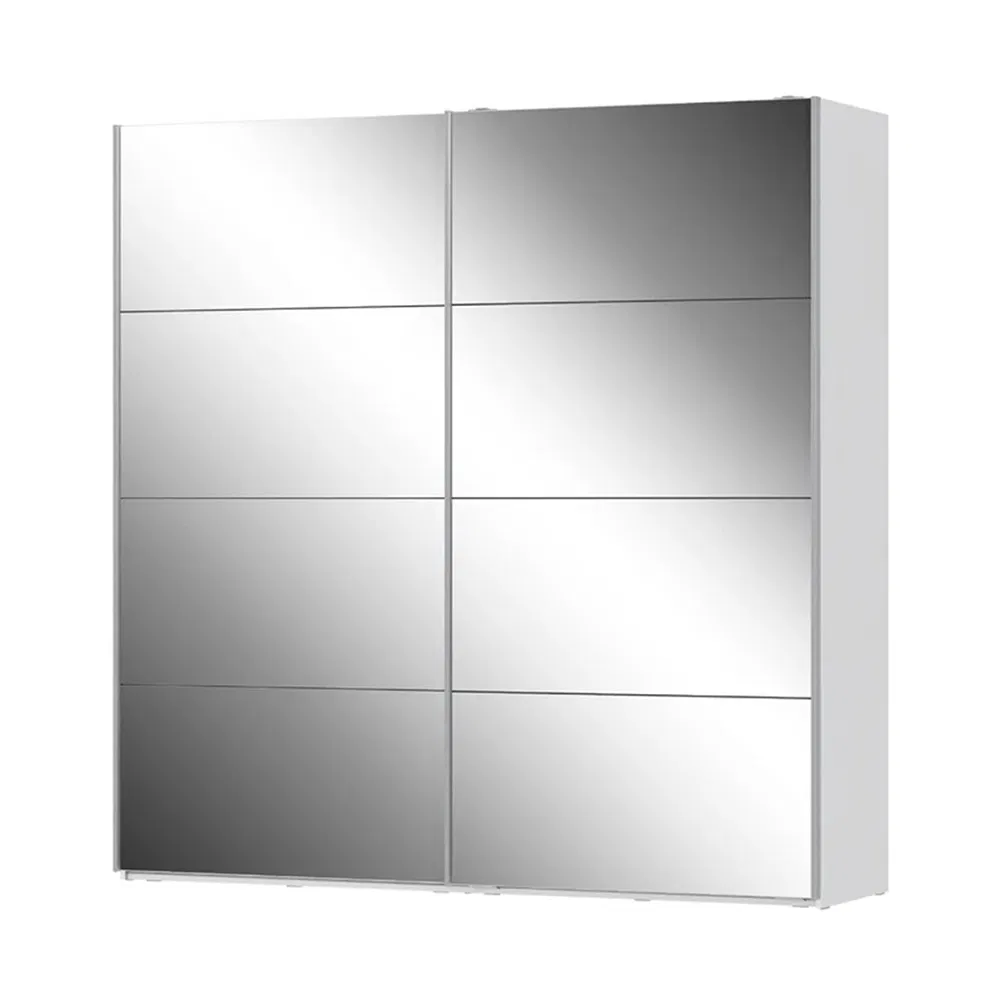 Wardrobe Sliding Door System High Gloss Elegant Sliding Mirror Door Armoire Wardrobe Wood Bedroom