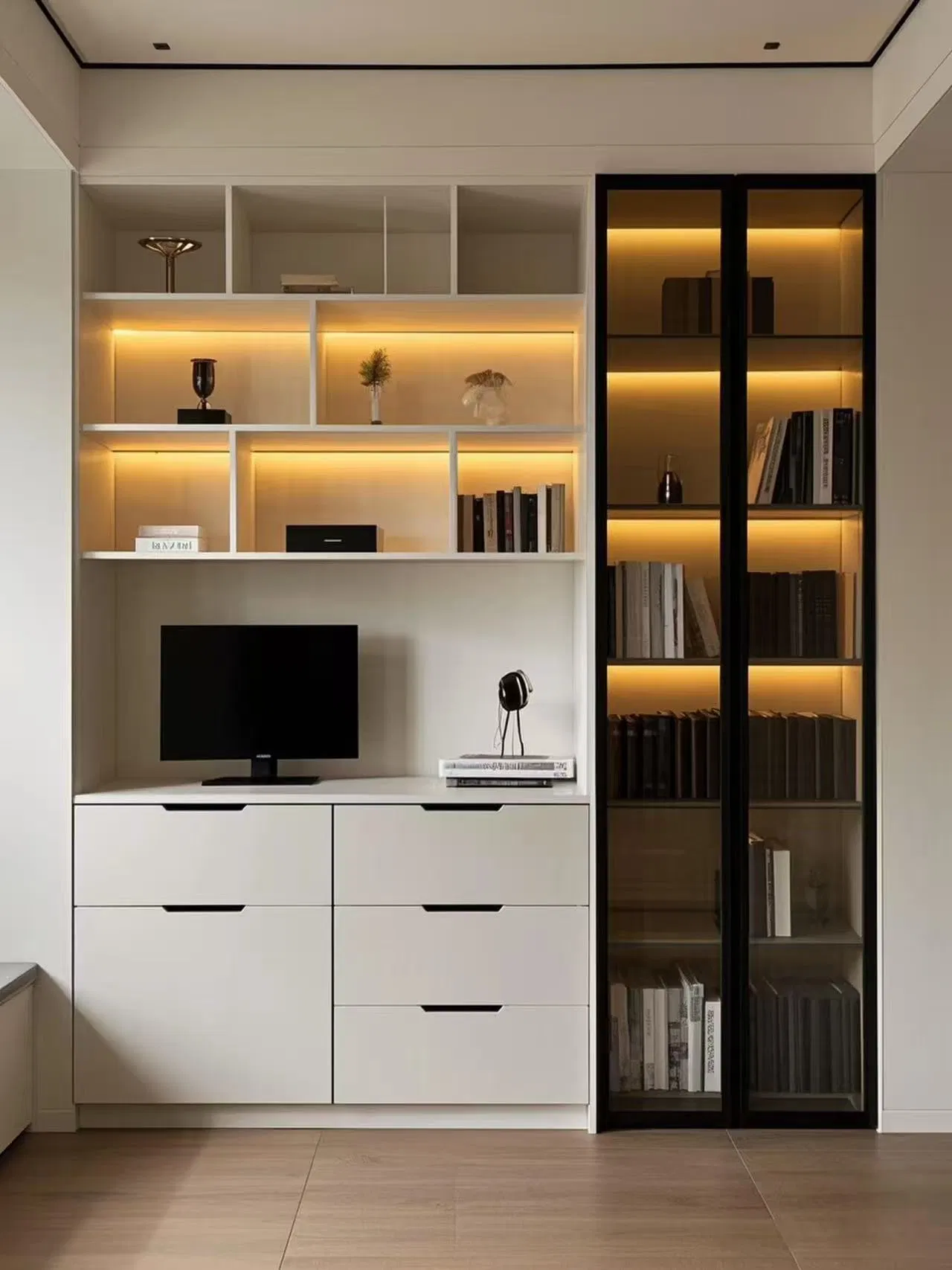 Custom Wall Solid Wood Bookrack Storage Cabinet Bookcase Bookshelf