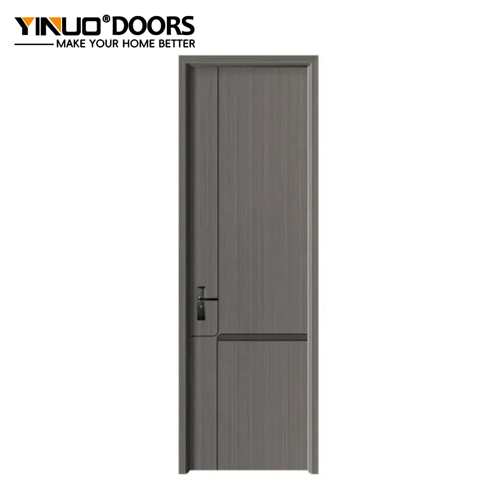 Aluminum Sliding Wood Door Interior Wooden Door Space Saving Design for Wardrobe and Room Divider