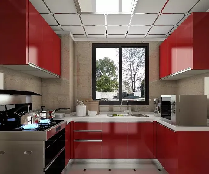 UV Red Kitchen Cabinet