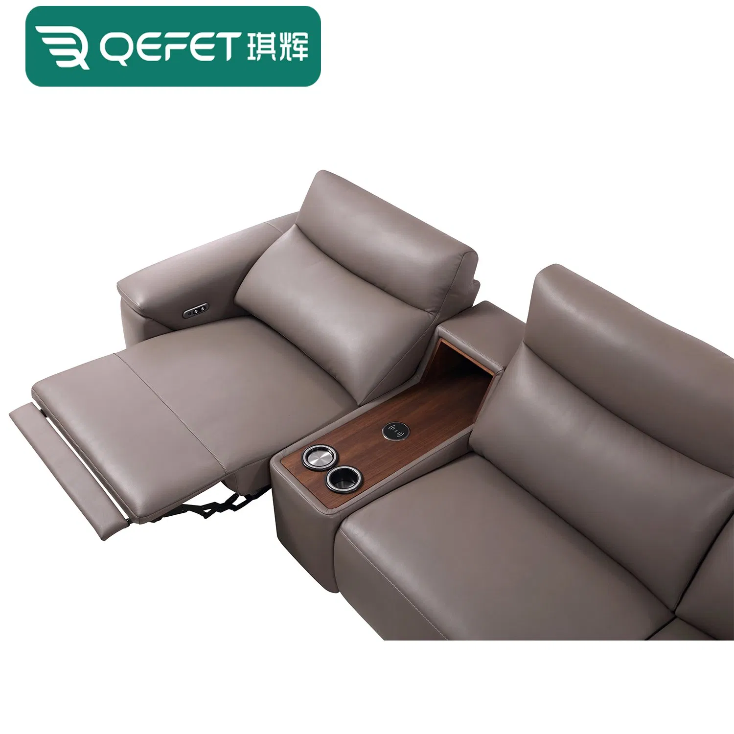 Stylish Foam Leather Living Room Sofa and Console Combo