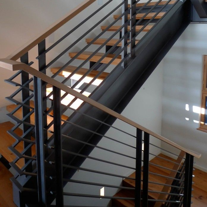 Solid Wooden Straight Stairs Step Mono Staircase Cable Railing for Stairs