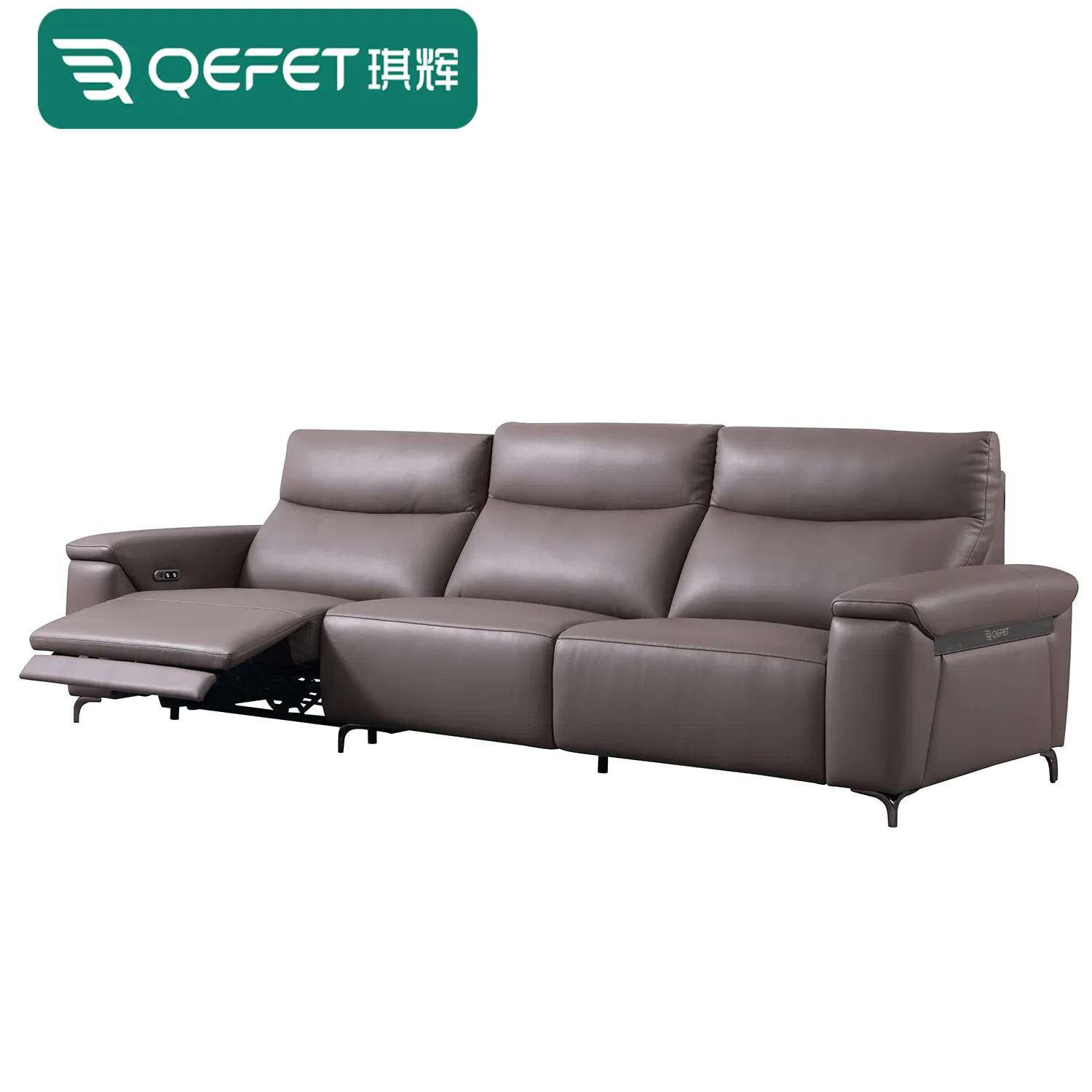 Stylish Foam Leather Living Room Sofa and Console Combo