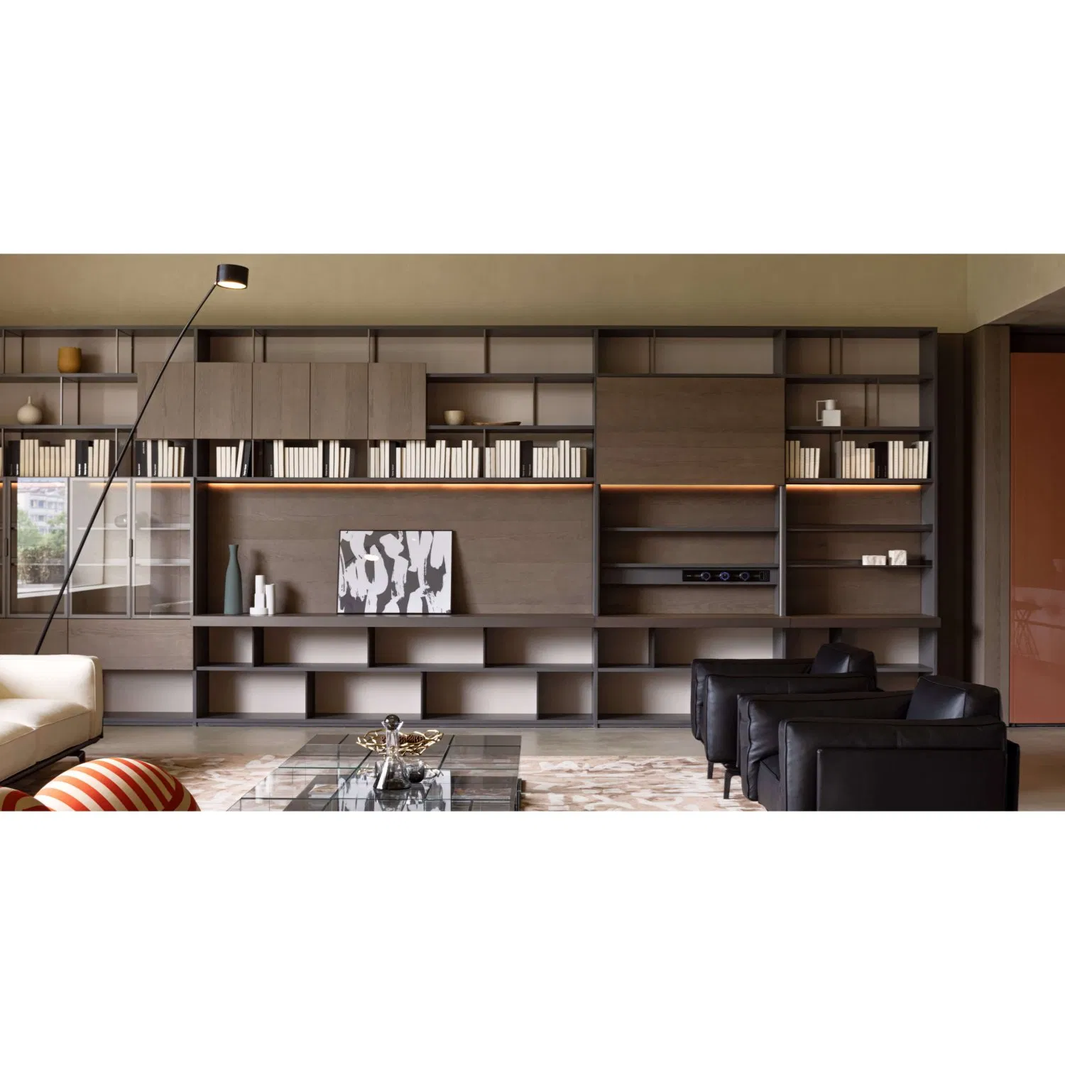 Engineered Wood Bookshelf Modern Minimalist Style - Melamine Finish, Custom Built-in Bookcase for Home, Office &amp; Library