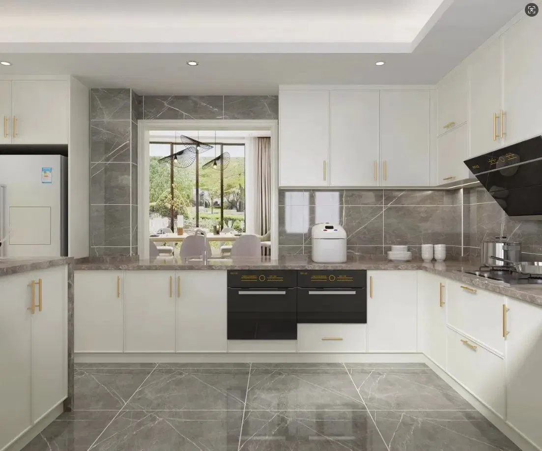 2024 American Style U Shape Modern Kitchen Cabinets White Shaker Door Luxury Kitchen Cabinets