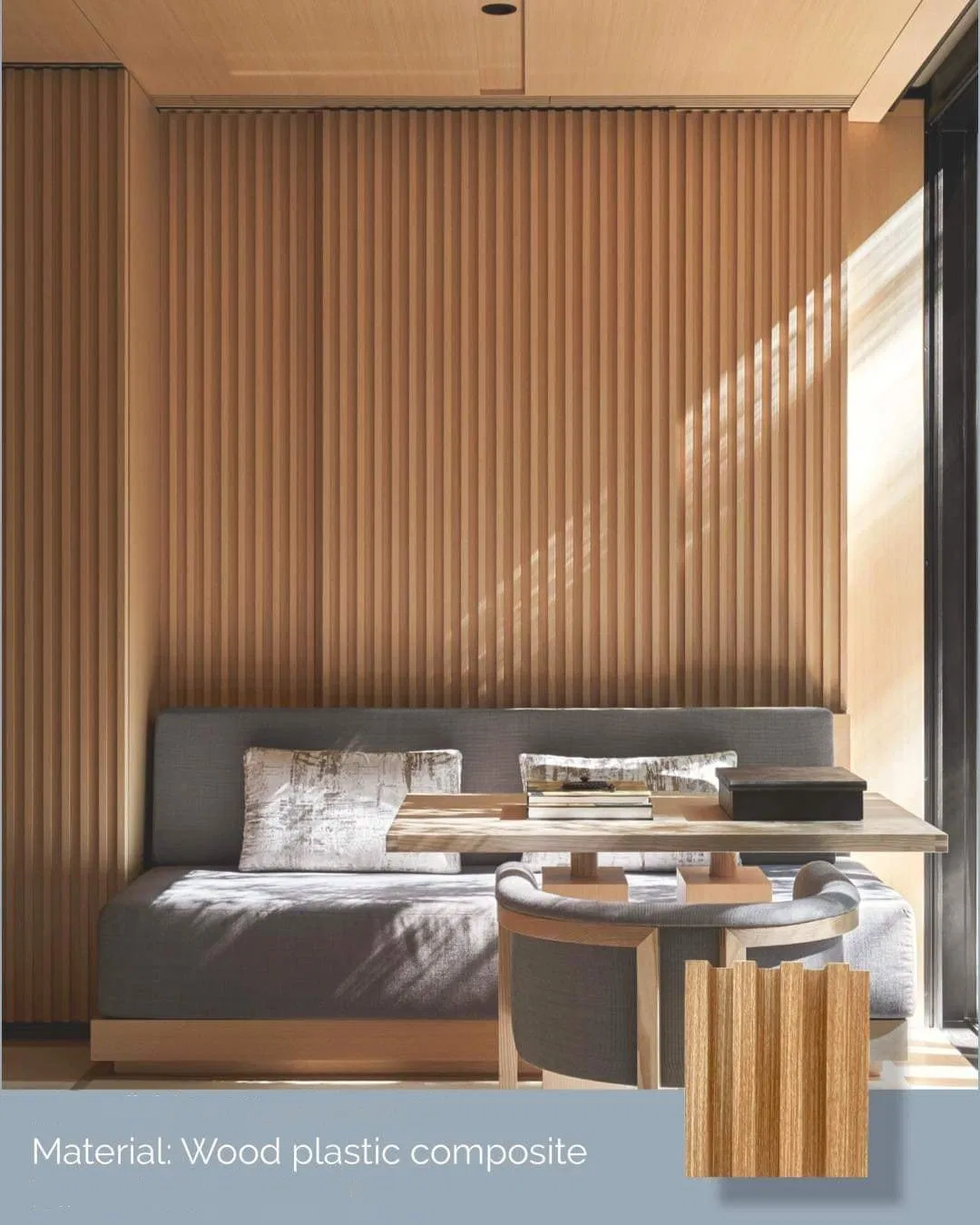 Construction Material WPC Great Wall Board Decorative Fluted Wood Wall Paneling