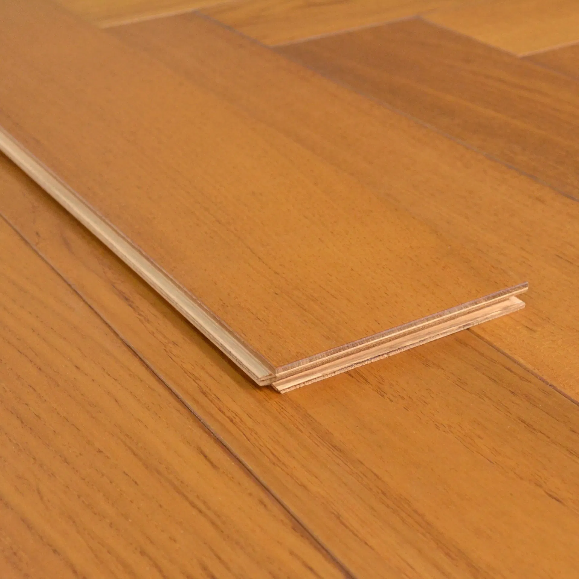 Easy Installation Natural Teak Herringbone Ab Grade Multi-Layer Solid Hardwood Engineered Wood Flooring