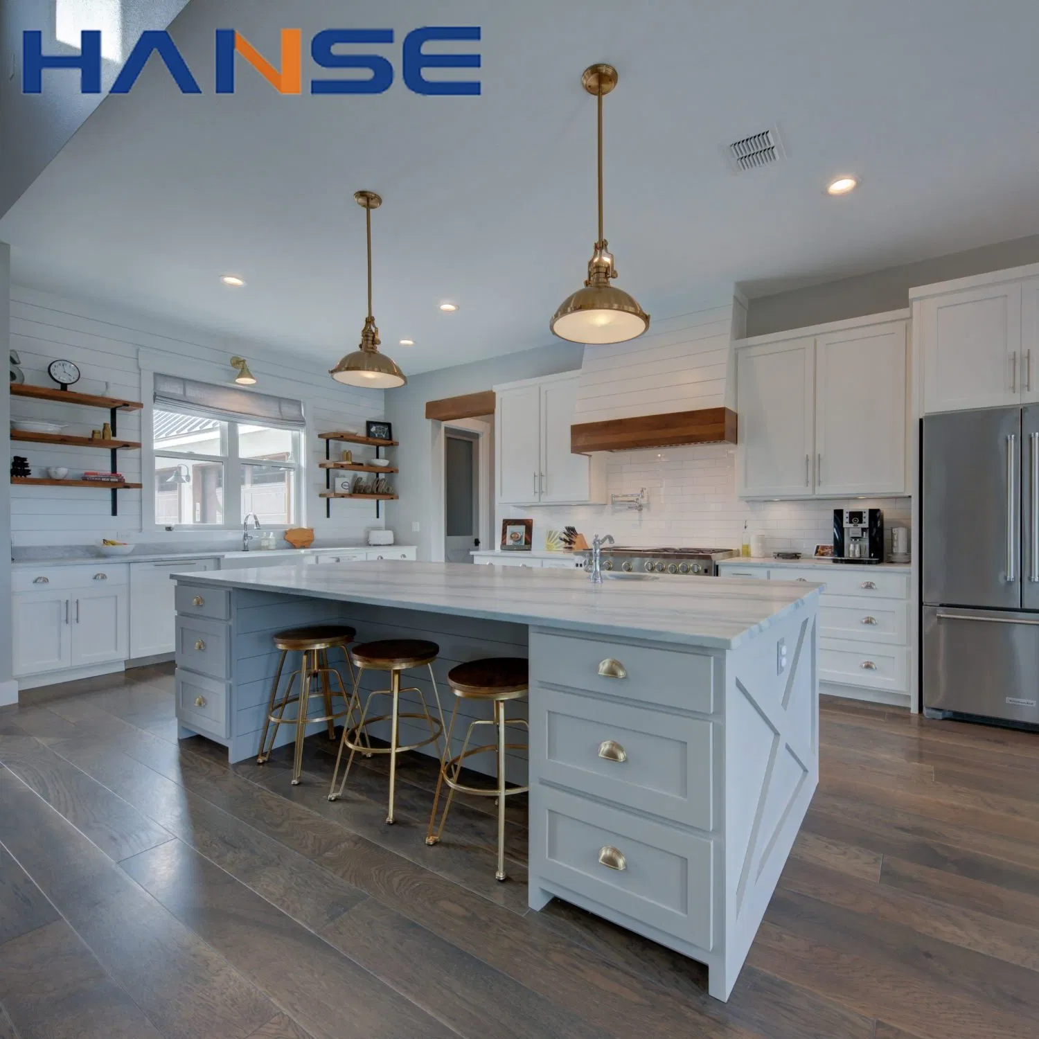 Custom Wholesale Kitchen Furniture Wooden Modern PVC Kitchen Cabinet Islands