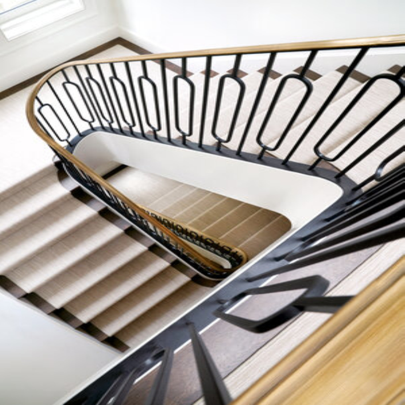 Modern Indoor Solid Wood Straight Staircase Aluminum Railing