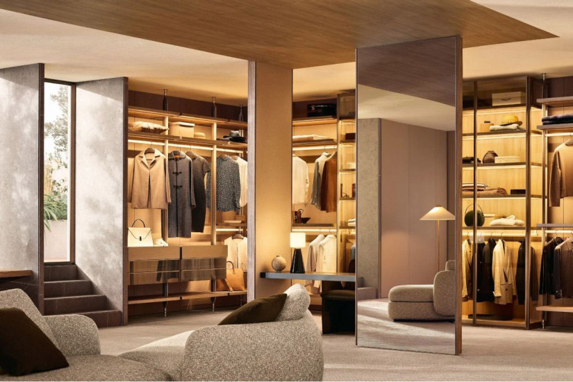 Modern Metal Aluminium Walking Island Closet System Furniture Design Custom House Hotel Bedroom Aluminum Walk in Wardrobe Closet