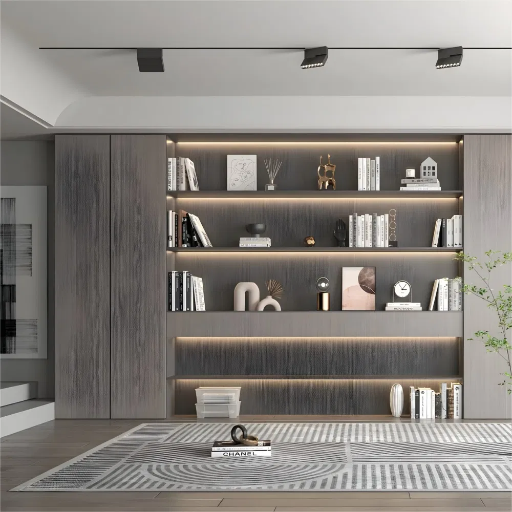 LED Built-in Display Cabinet with Lighting Decorative Modern Bookshelf