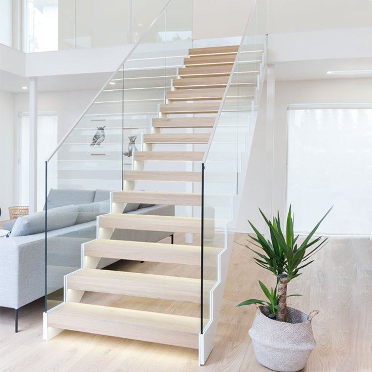 Wood Stainless Steel Glass Balustrade Baluster Handrail Staircase Balcony Railing