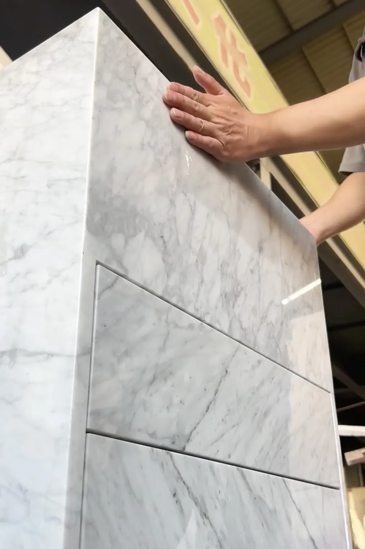 Natural Customized polished/honed Bianco Carrara White Marble Vanity Unit for interior Hotel/Apartment/Villa/Resort/House bathroom/kitchen