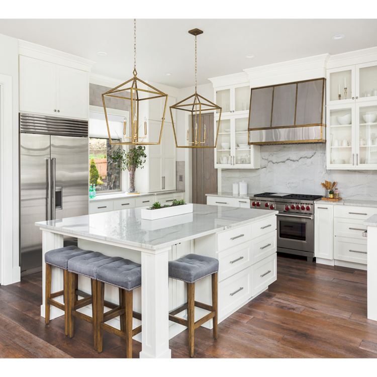 Hot Selling Plywood Wooden Kitchen Furniture Modern Designs Modular High Gloss Lacquer Kitchen Cabinet Whit Island