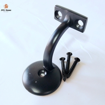 3" Round Base Black Handrail Brackets for Indoor Wood Staircase Railing