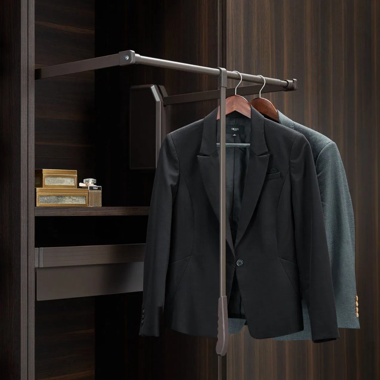 Wardrobe Lifter Pull Down Hanging Rail Closet Storage Organizer Soft Close Lift System