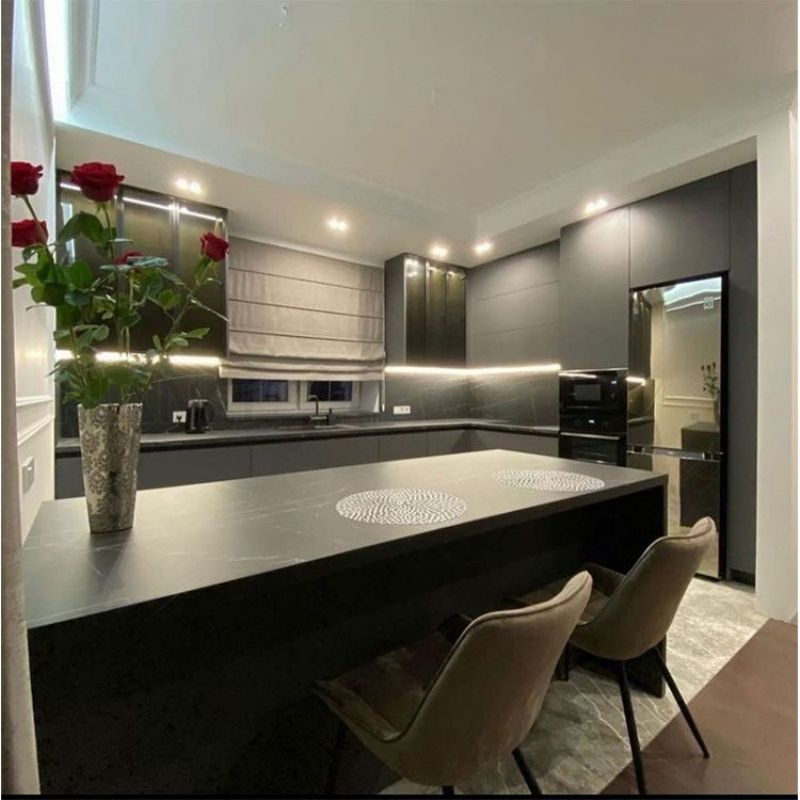 Factory Price Shaker Kitchen Matt Surface Quartz Stone Modern Modular Kitchen Cabinet European Style Designs