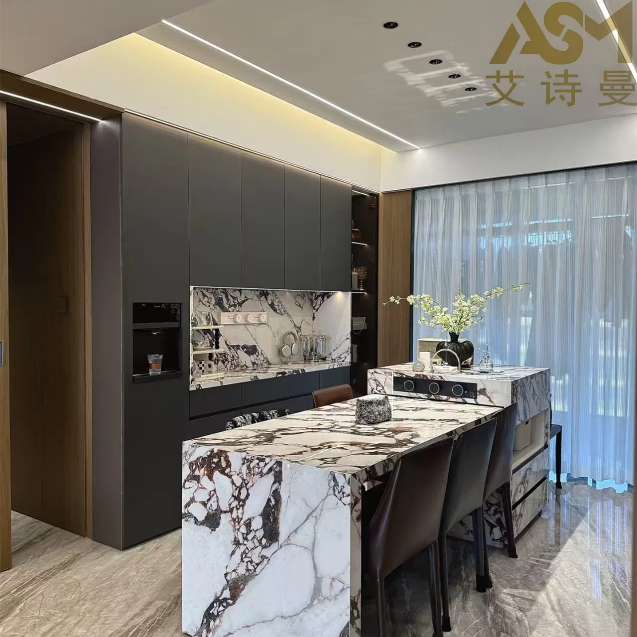 Whole House Customization Modern Built-in Wooden Cabinetry Cupboard Set Furniture Modular Kitchen Cabinets White Oak Simple Modern Shaker Style Kitchen Cabinets