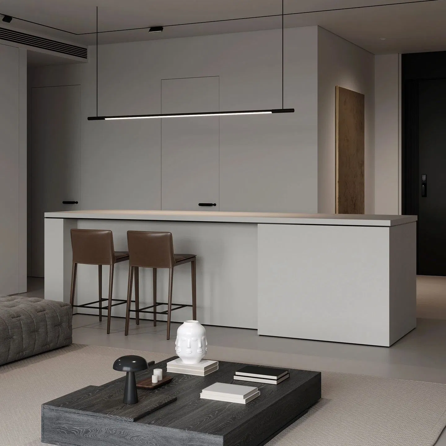 Customized Modular Kitchen Island Design with Elegant Finishes