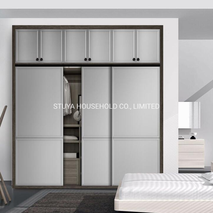 Foshan Factory Modern Style Grey System Sliding Door Wardrobe Cabinet