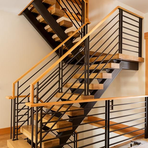 Solid Wooden Straight Stairs Step Mono Staircase Cable Railing for Stairs