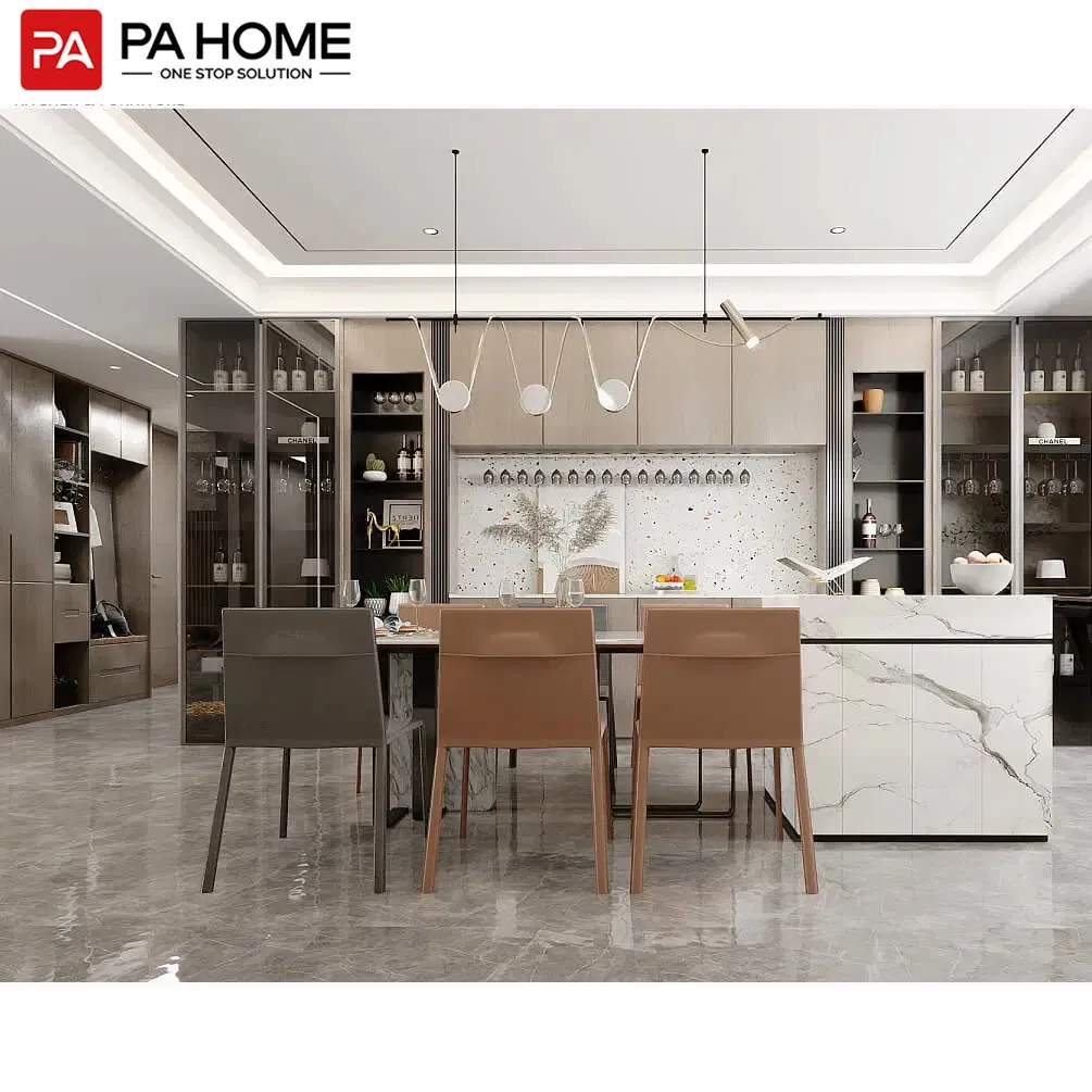 PA Modern MDF Gray Glossy Modular Island Kitchen Cabinet